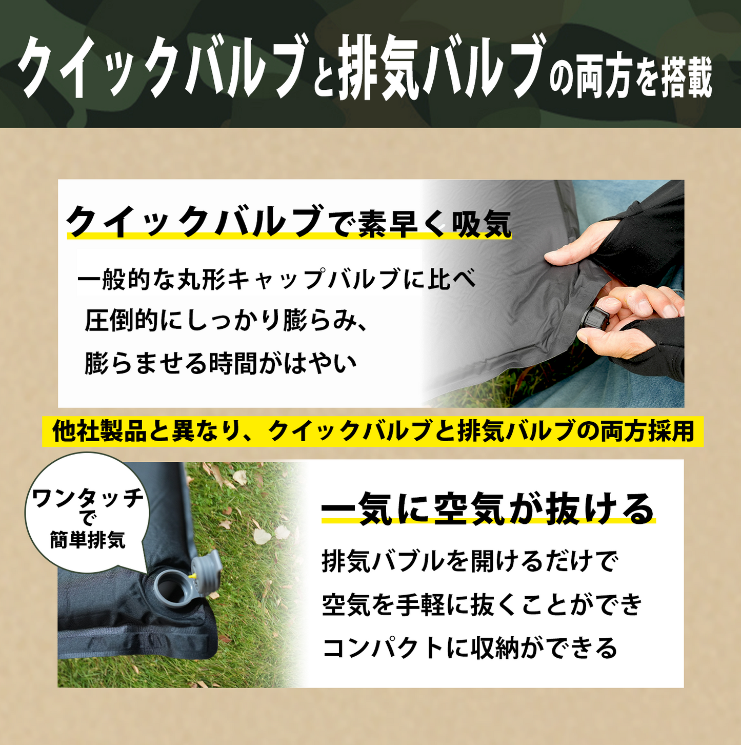 andzero 軽バン車中泊マット　キャンプマット　エアーマット　枕付き　自動膨張　連結可能　インフレーターマット　厚手6㎝枕9㎝　収納袋付き　防災　ブラック　２枚セット　
