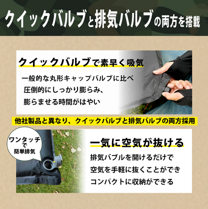andzero 軽バン車中泊マット　キャンプマット　エアーマット　枕付き　自動膨張　連結可能　インフレーターマット　厚手6㎝枕9㎝　収納袋付き　防災　ブラック　２枚セット　